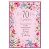 Simon Elvin Floral 70th Greetings Card (Pack of 6)