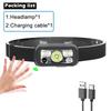 Induction Headlamp COB+LED Head Flashlight Built in Battery USB Rechargeable Outdoor Waterproof Camping Fishing Work Lantern