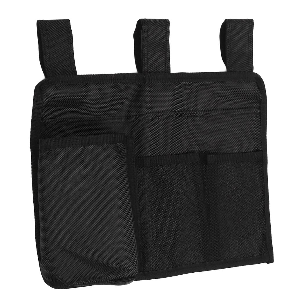 Bedside Storage Bag Nylon Bed Rail Hanging Organizer Pocket for College Dorms Hospitals Baby Bed Black