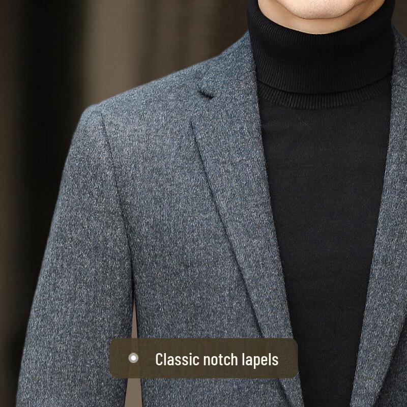 Futing Men's Wool Blend Easy-Care Business Casual Blazer