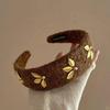 Luxurious Autumn/Winter Pearl Leaf Flocked Fabric Headband