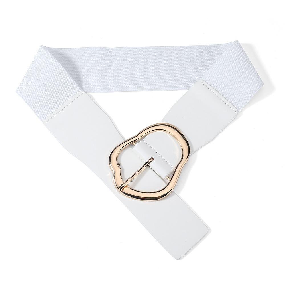 Adjustable Tying Pin Buckle Belt Elastic Leather Belt Women Waistband Belt  Dresses Accessory
