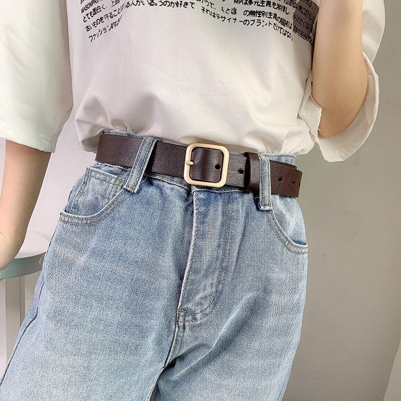 Curea Elegantă Minimalistă pentru Femei, Stil Coreean, cu Cataramă Pătrată, pentru Look-uri Casual