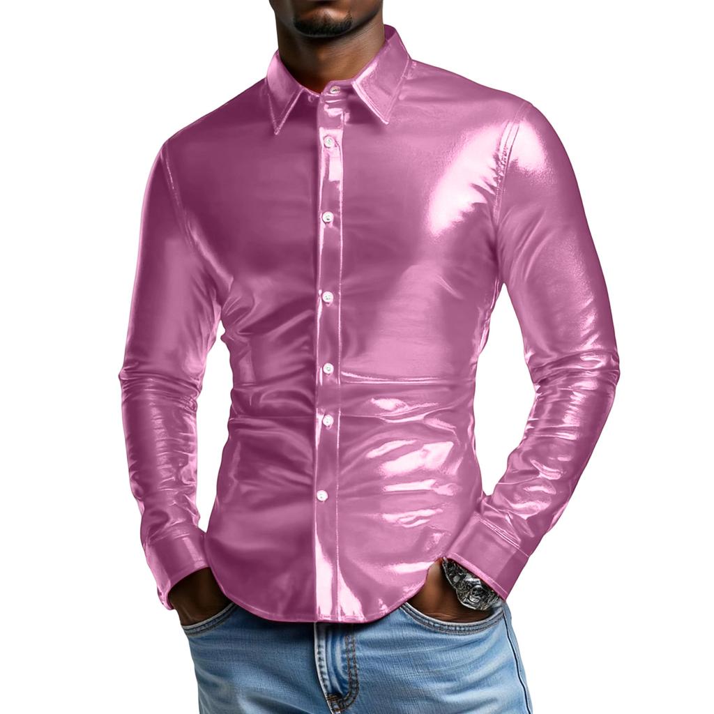 Men's   Fashion  Trend  Long  Sleeves  Flip   Collar  Shirt