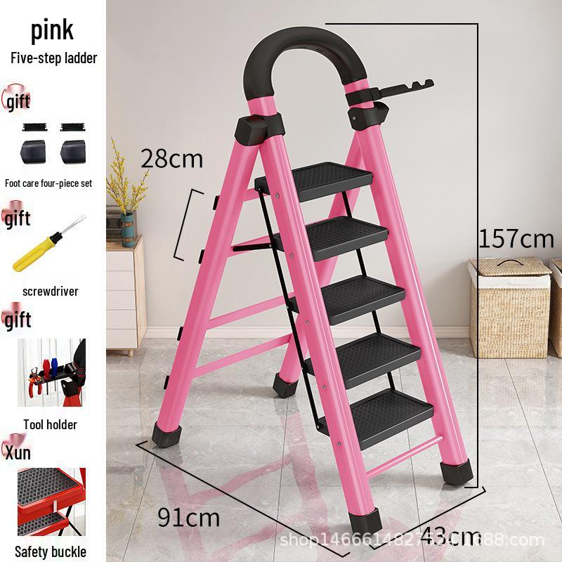 HongfuLai Thickened Folding Household Ladder: 3 to 6 Steps, A-Frame Design
