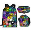 Hip Hop Popular Funny Geometry Dash 3D Print 3pcs/Set pupil School Bags Laptop Daypack Backpack Crossbody Lunch bag Pencil Case