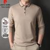 Men's 100% Cotton Business Casual Long Sleeve Polo Shirt