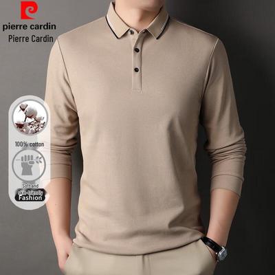 Men's 100% Cotton Business Casual Long Sleeve Polo Shirt