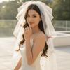 Soft Mesh Bridal Wedding Veil Hair Clip Short Tulle Veil Butterfly Mesh Headpiece  Civil Wedding
