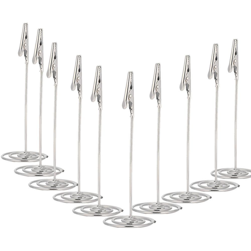 

10 шт. Металлические настольные клипсы для карточек, Настольный металлический держатель для визиток, фотографий, сообщений, Серебристый