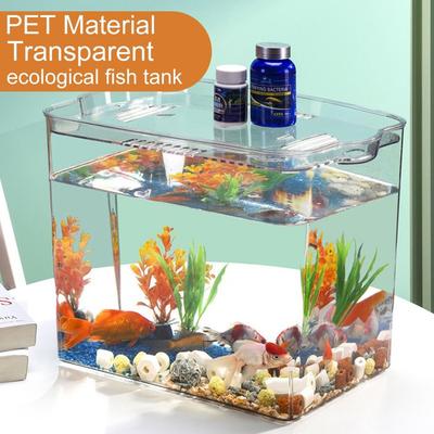 High Quality Transparent Fish Tank Square Plastic Fish Breeding Box With Lid Aquariums Table Decoration