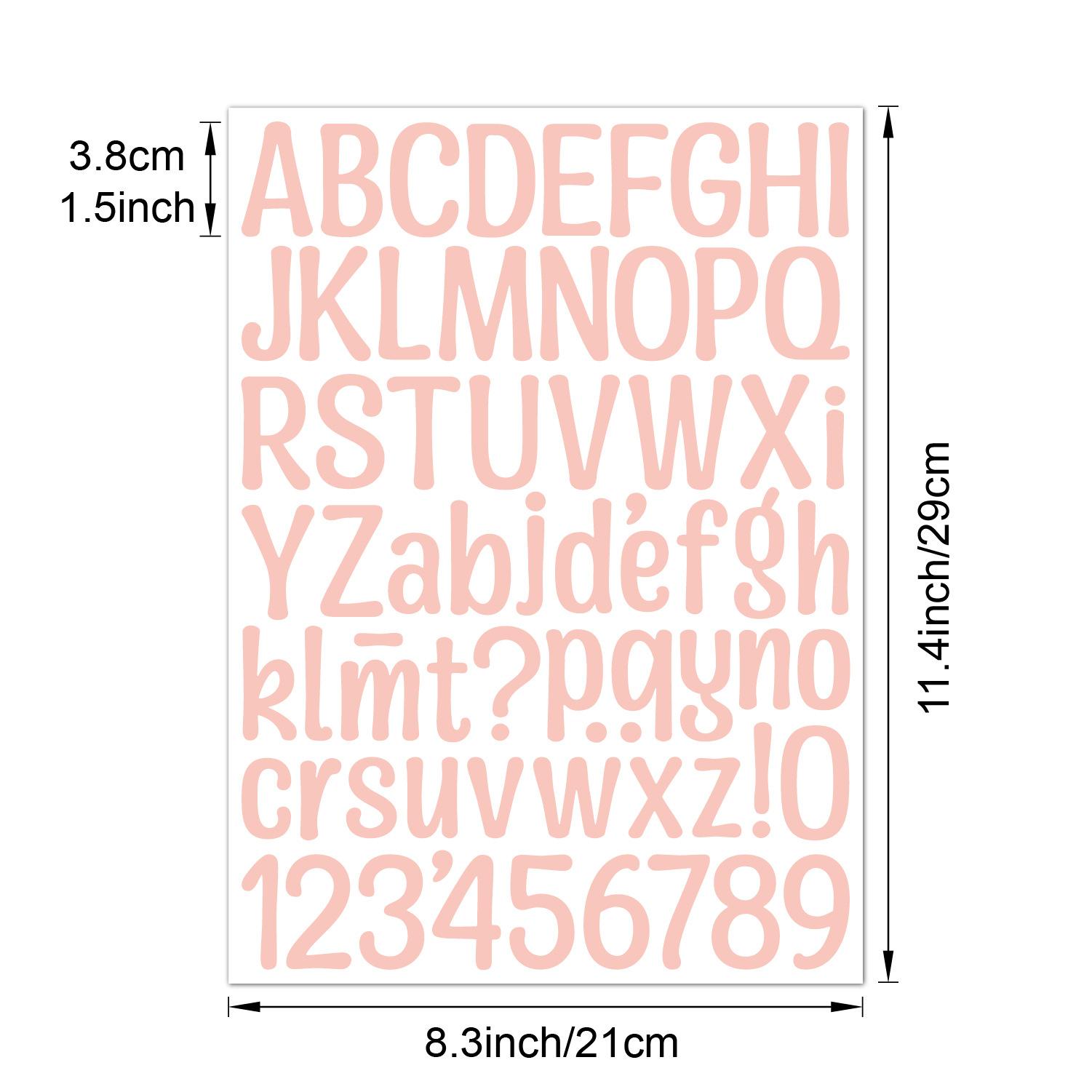 

1.5-inch Letter Sticker Multicolor English Alphanumeric Combination Holiday Gift Decoration Waterproof Letter Sticker 21*29cm