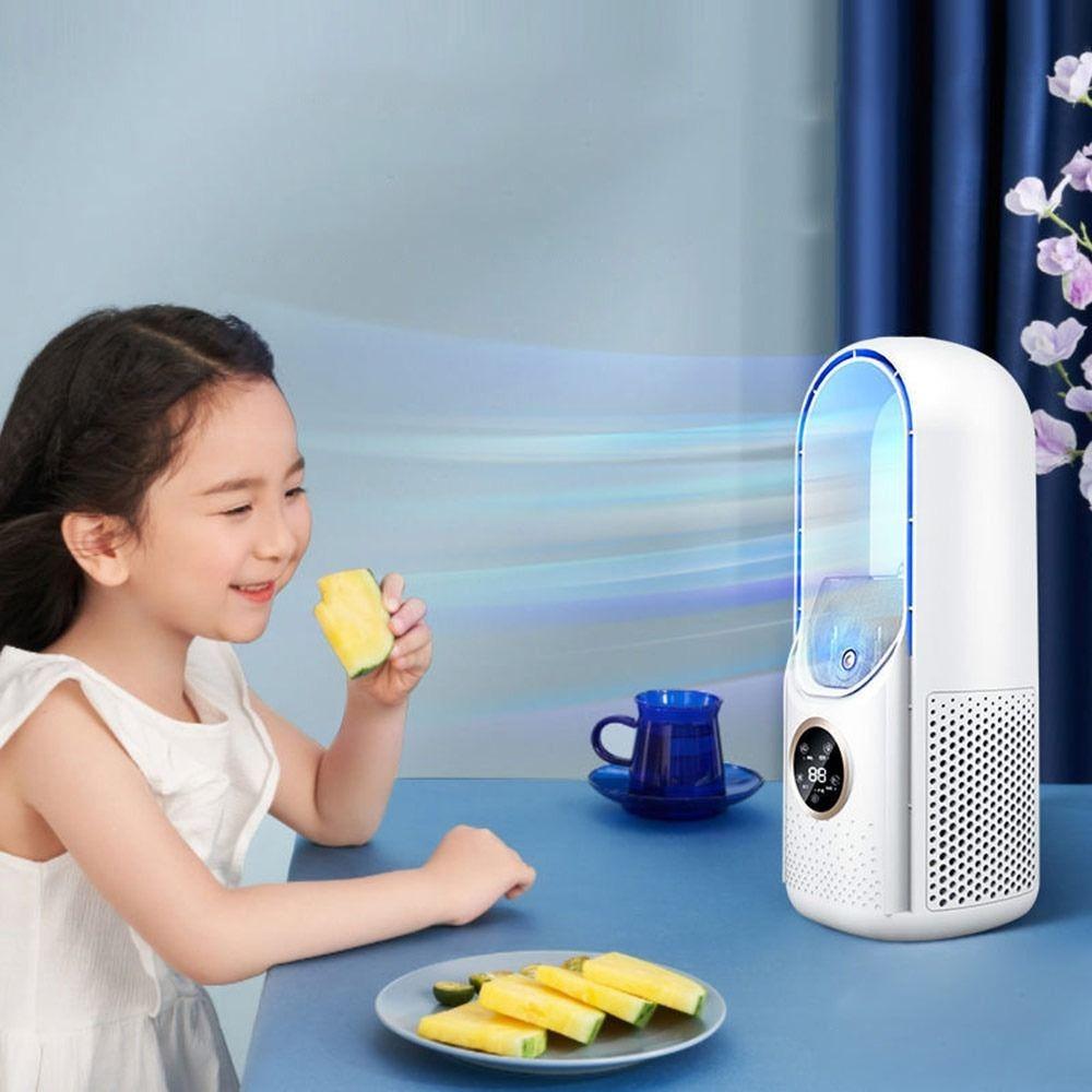Ventilateur Électrique avec Fonction Minuterie Contrôle 6 Vitesses Ventilateur de Bureau Sans Pales Nouveau Ventilateur Rafraîchisseur Humidificateur
