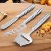 3pcs Stainless Steel Cheese Knife Set, Cheese Cutter, Cheese Grater, Multi-hole Knife, Cut Cheesecake Desserts, Baking Tool Set
