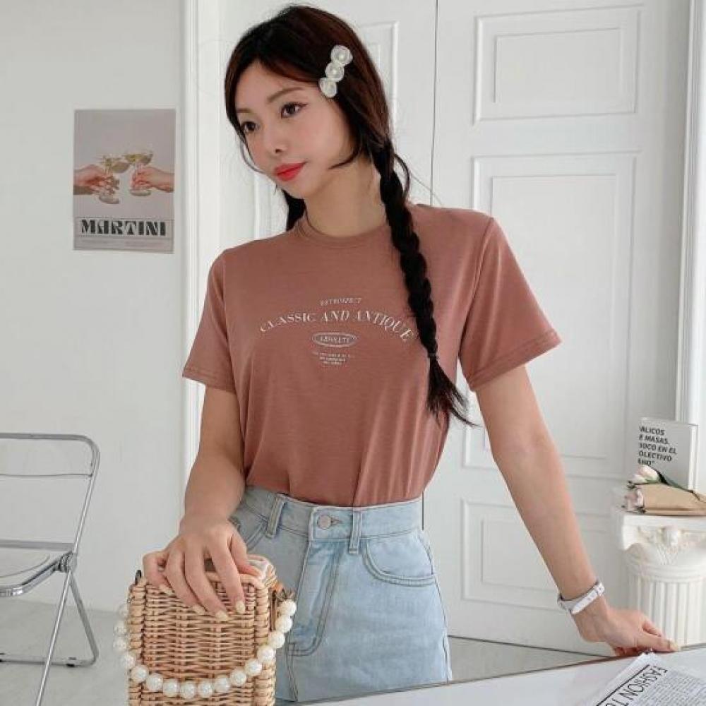 New Arrivals Open Run Women Basic FiT PasTel T shirT shorT Sleeve leTTering
