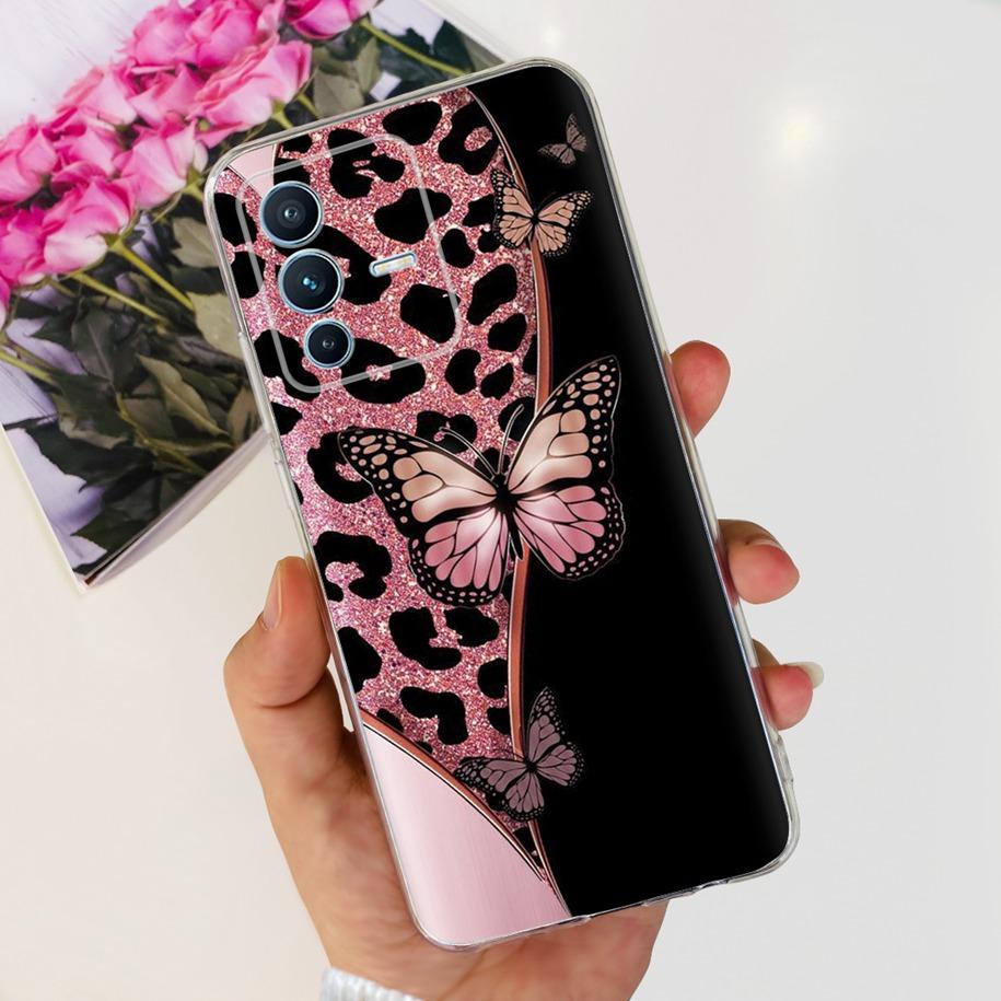 For Vivo V23 Pro V2132 Case For Vivo V23 5G V2130 V2303 Cover Fashion Flower Clear Silicone Phone Case For Vivo V23e V 23 Bumper