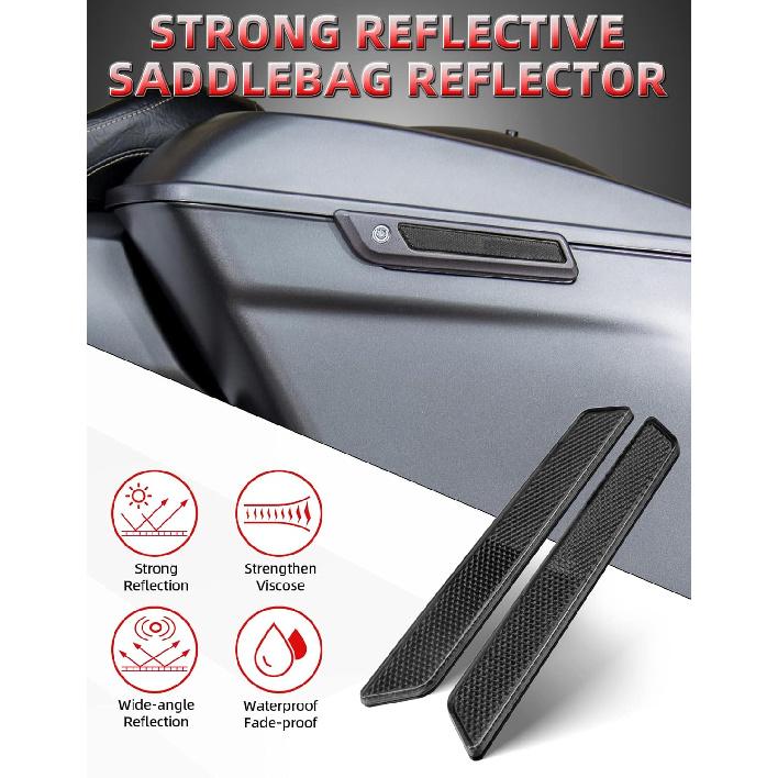 Amazicha Black Reflectors Hard Saddle Bag Latch Cover Reflectors Compatible for Harley Touring Street Glide Electra Glide Road Glide Road King
