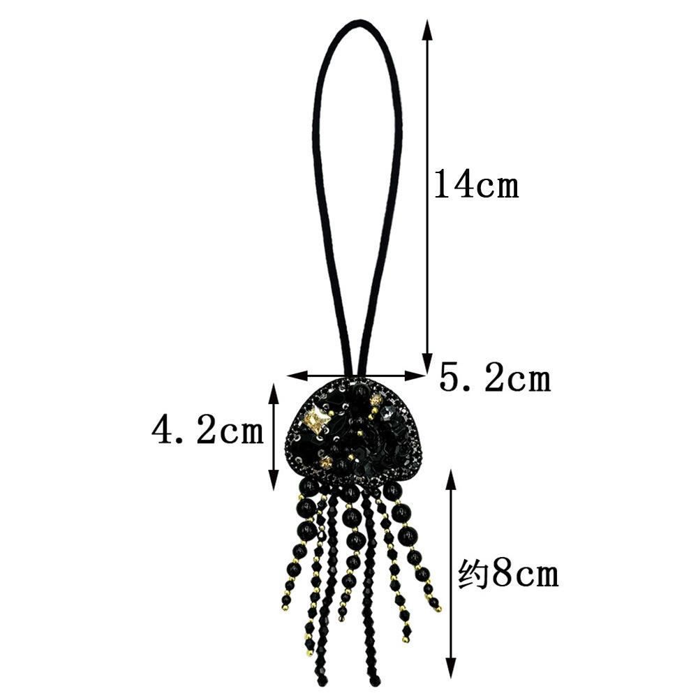 Rhinestone Jellyfish Beads Patches Bag Charm Crystal Tassel Lanyard Sewing Jellyfish Beading Applique Patch Keychain Bag Accesor