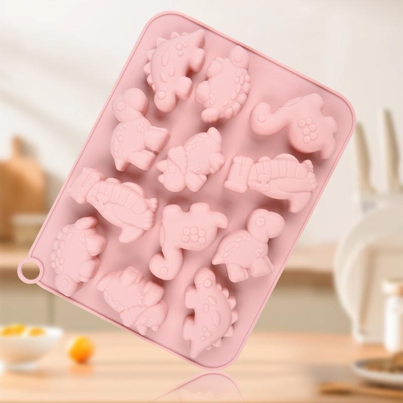 12 Square Dinosaur Chocolate Silicone Mold Candy Pudding Mold Cake Plugin Baking Utensils Mold Dining & Bar