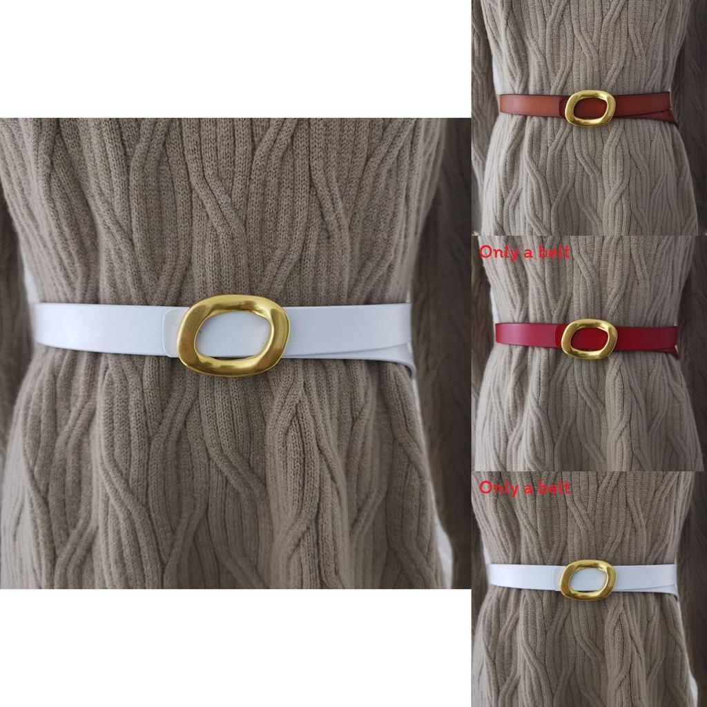 Leather Wide Belt For Women With Metal Snap Buckle For Casual Wear