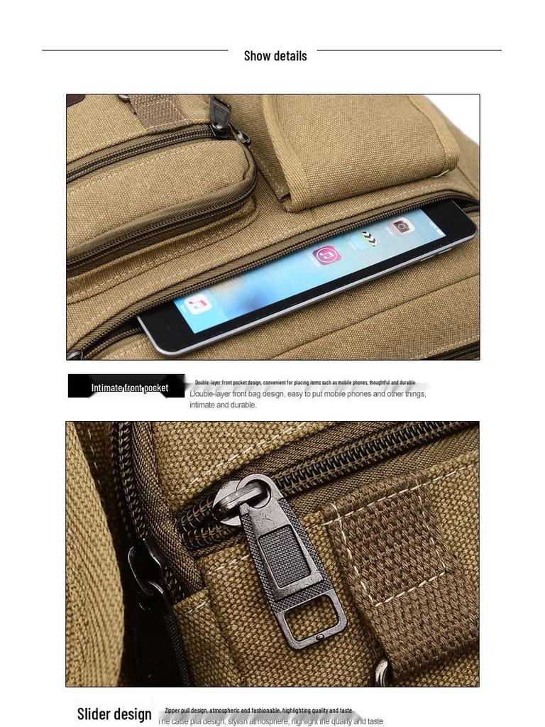 High-End Men's Retro Canvas Messenger Backpack & Shoulder Sports Bag