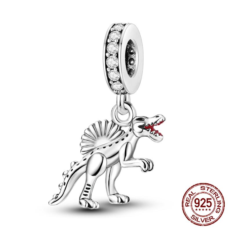 Inlaid Zircon Charm Beads Copper Color Love Heart Snake Dangle Fit Original Bracelet Charms Pendant Jewelry