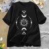 Sun and Moon Pritned T Shirt Celestial Boho Mystical T-shirt Magic Moon Short Sleeve Tshirt Women Harajuku Cotton Tee Streetwear