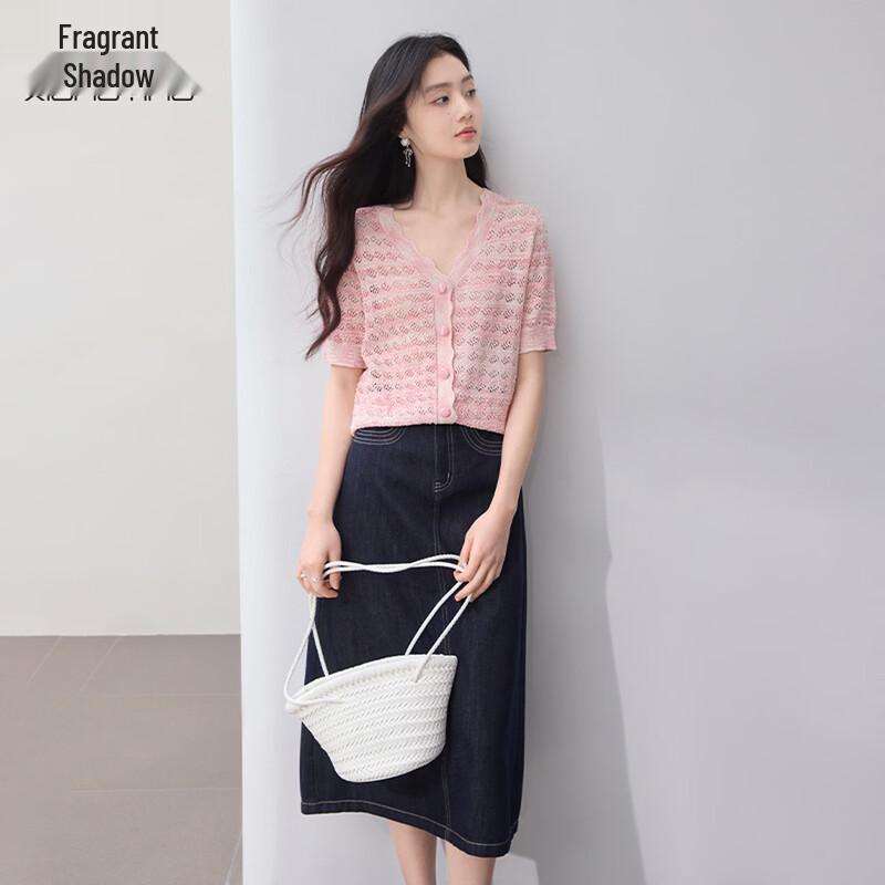 Xiangying Women s V-Neck Short Sleeve Striped Knit Top S