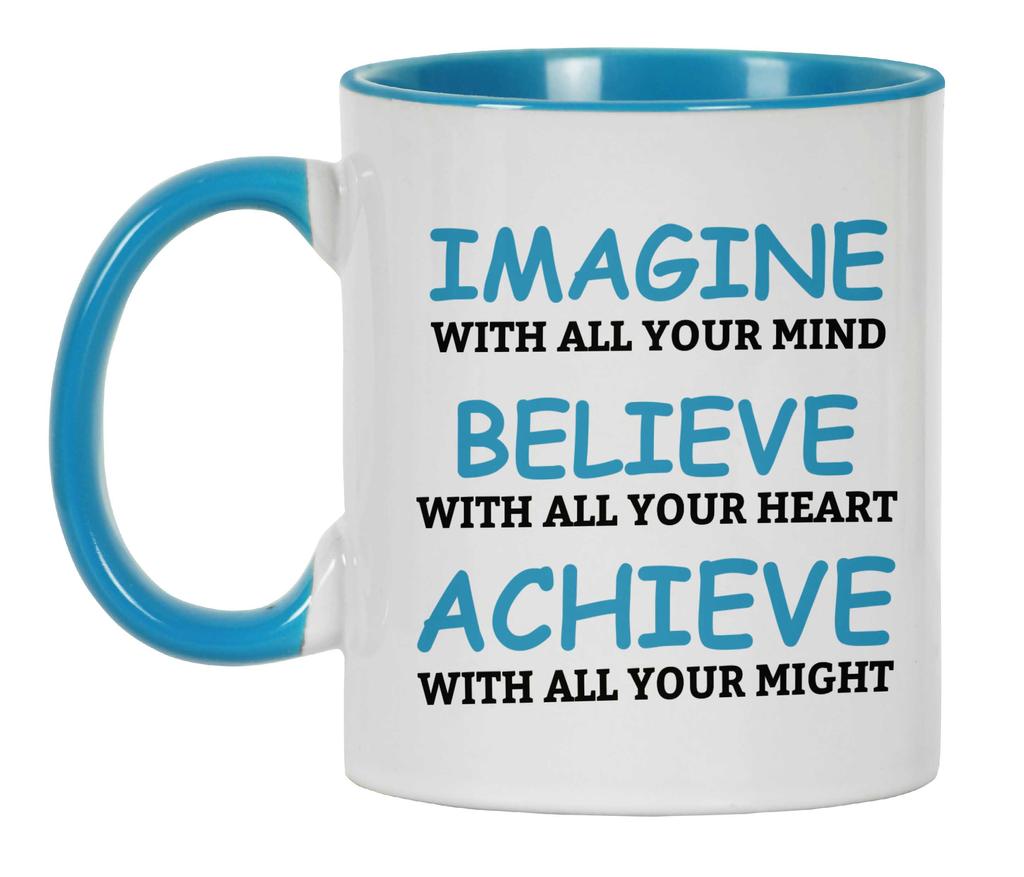 Inkdotpot 11 Oz  Ceramic Coffee  Mugs Imagine Believe Achieve Inspirational Quotes Gift For Co-Worker Boss