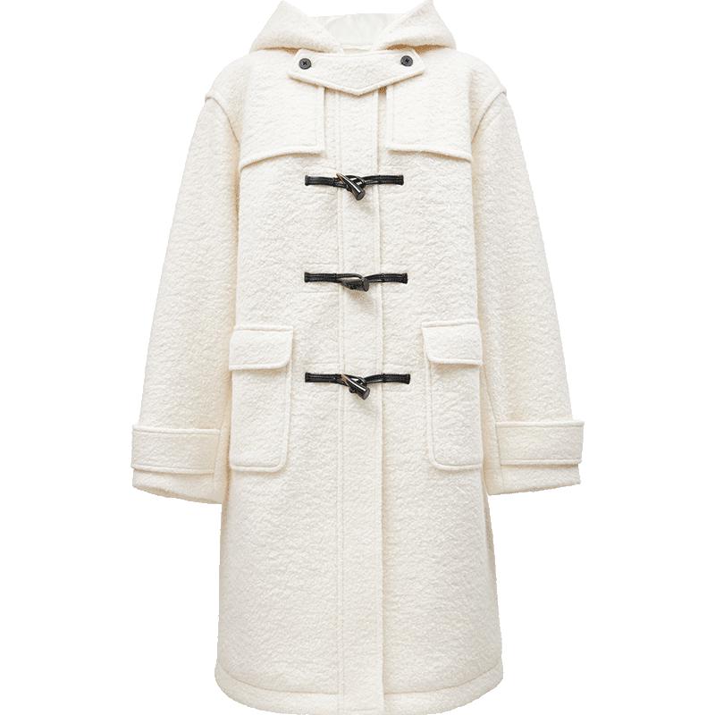 ONLY Women's Elegant Wool Blend Hooded Long Coat