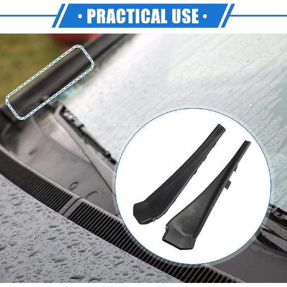 1 Pair Front Windshield Wrap Corner Trim Compatible for Nissan Rogue 2014-2020, Durable Plastic Black Left Right Windshield Wiper Cover
