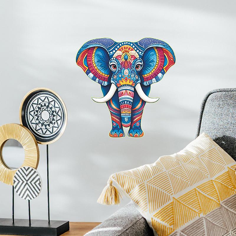 Glow-In-The-Dark Colored Totem Elephant Toilet Sticker Self-Adhesive Removable Wall Decal Home Bathroom Living Room Decor