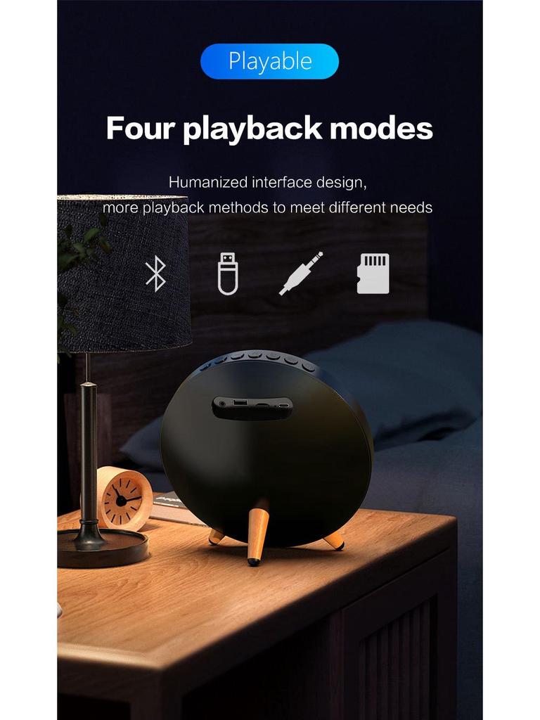 Cross-Border Bluetooth Alarm Clock Speaker with Colorful Atmosphere Light