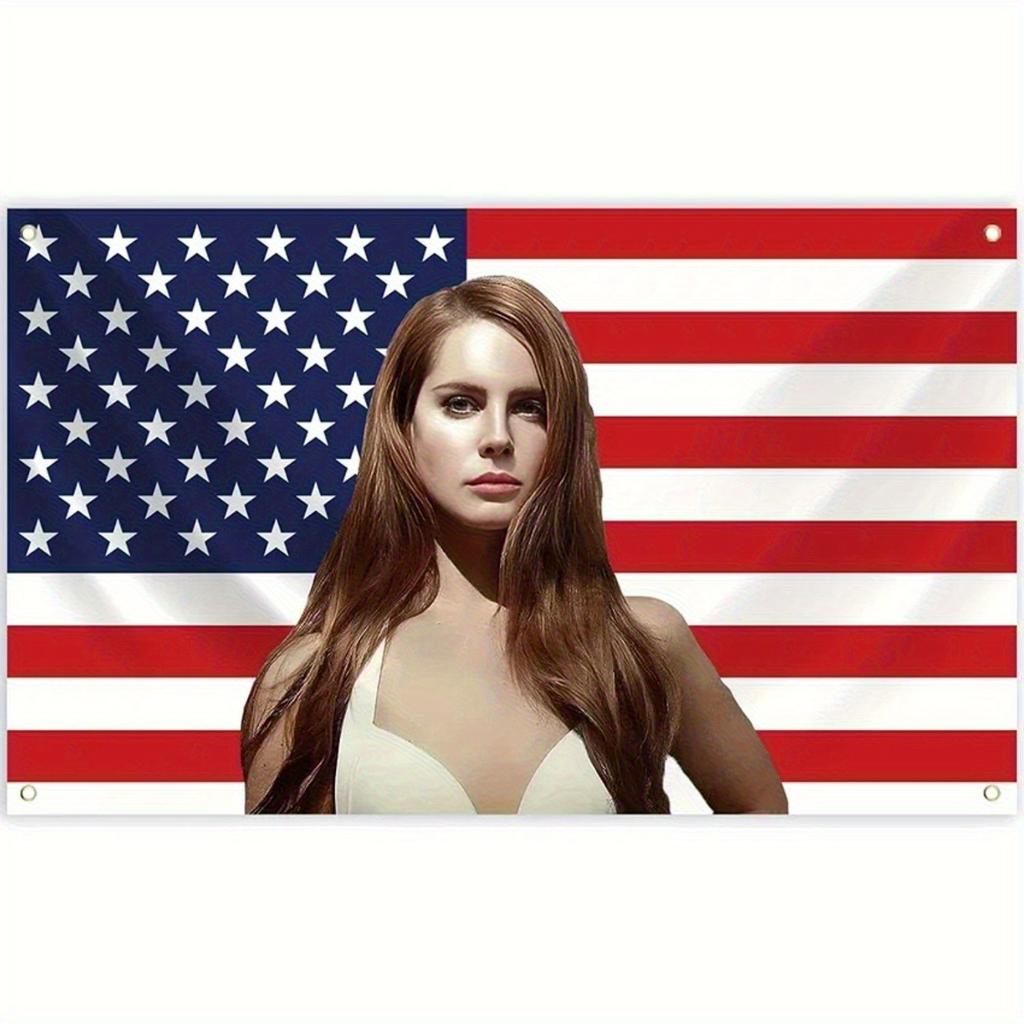 American Flag Patriotic Tapestry Funny Novelty Wall Decor with Female Face Design Trendy Room Accent for College Dorm