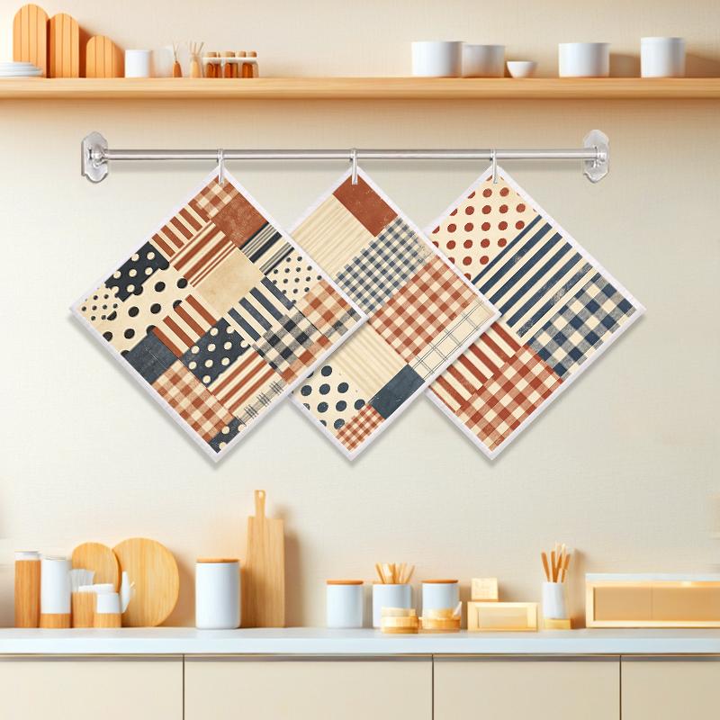 

6PCS Cleaning Dishcloths Reusable Kitchen Dish Towels Grid Stripe Pattern Dishcloth Absorbent Lint Free Cloth Washable Duster Rags Tea Towels B 3 PCS