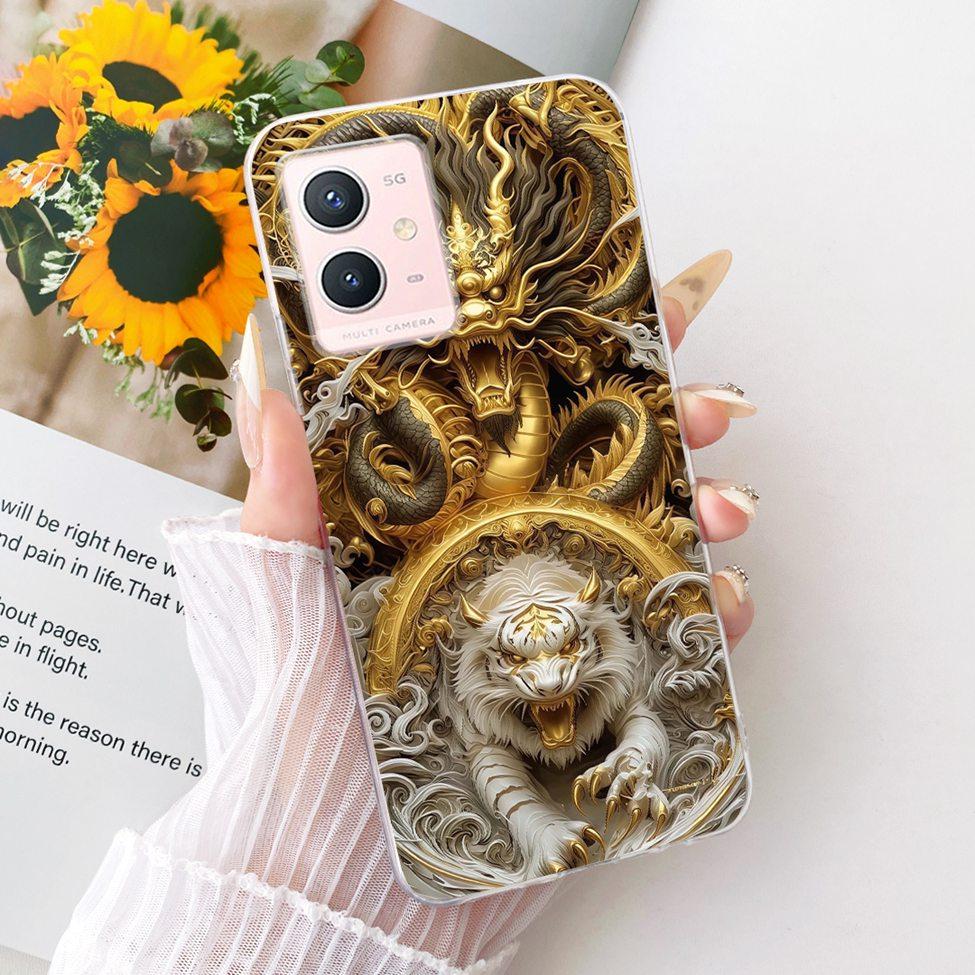 For Vivo Y33s 5G Clear Case Aesthetic Luxury Cute Cat Fashion Butterfly Funny Painted Casing For Vivo V2166A