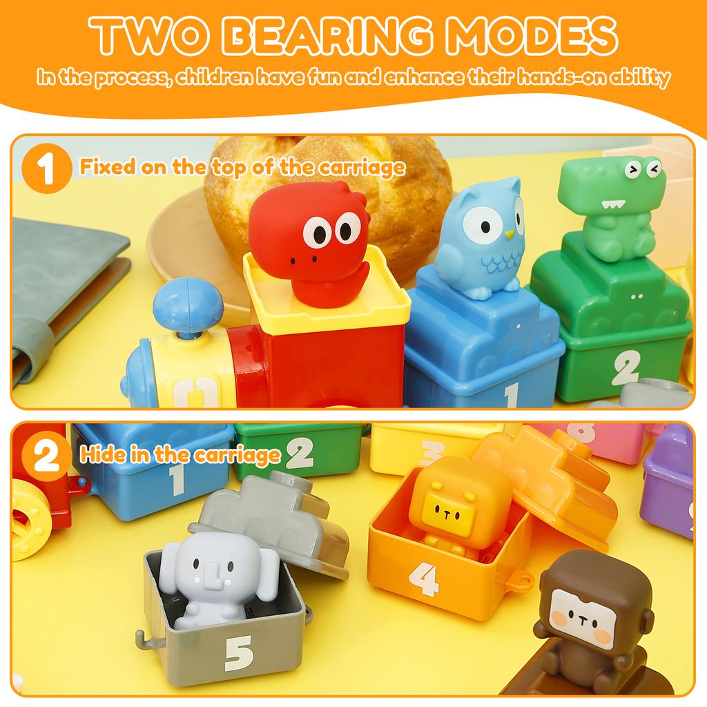 Zoo Train Digital Matching Toy Includes 9 Independent Carriages 1 Locomotive and 10 Animals Toddler Learning Toy