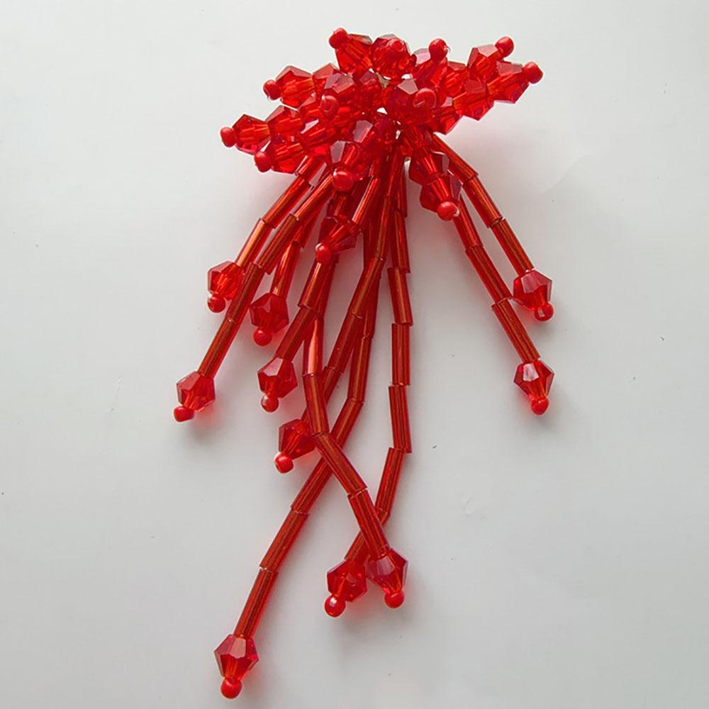 3D Flower Design Shoe Charms Tassel Finished Crystal Beaded Clothing Accessories DIY Long Earrings Beaded Brooch For Crocs Shoes