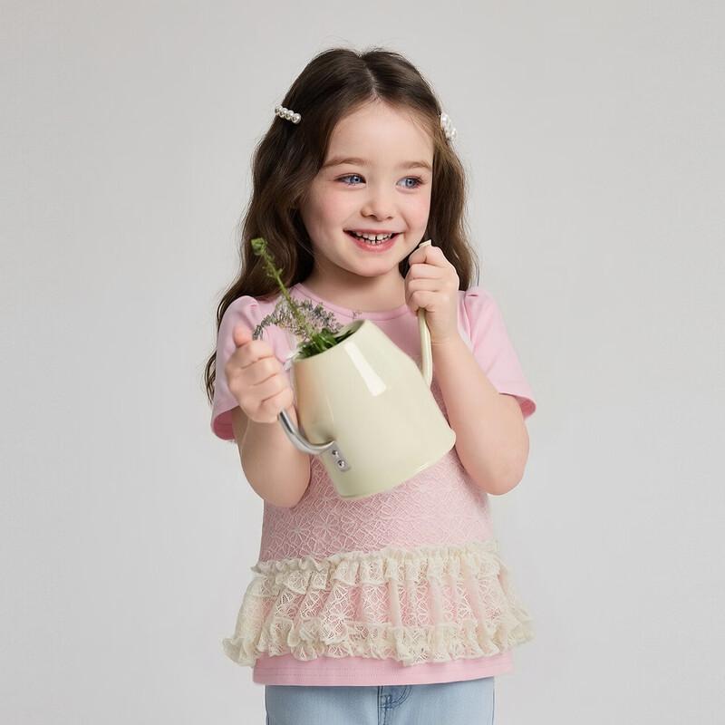 Deesha Girls' Faux Two-piece Puff Sleeve T-shirt