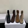 South Korea Dongdaemun Thick Heel Short Boots Women's Thin Boots 2025 Autumn and Winter New Square Head Zipper Commuter Simple Boots