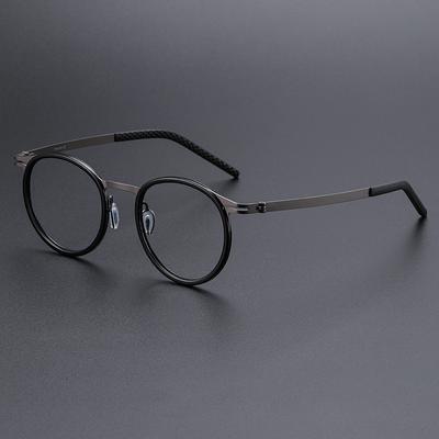 Ultra Light Titanium Alloy Acetate Myopia Glasses Frame Men Anti Blue Light Round Tortoiseshell Women Prescription Eyeglasses