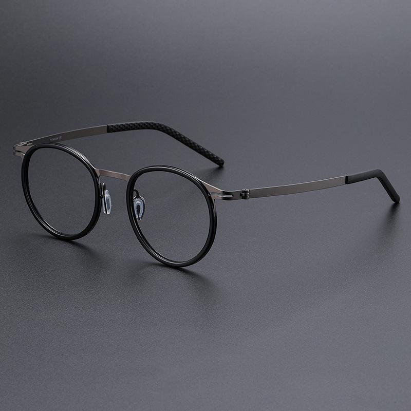 Ultra Light Titanium Alloy Acetate Myopia Glasses Frame Men Anti Blue Light Round Tortoiseshell Women Prescription Eyeglasses