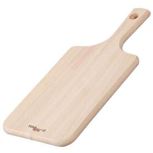 Tosaryu Cutting Board with Grip, Shimanto Hinoki (Japanese Cypress), Excellent Water Drainage and Water Repellency, 360 x 160 x 15mm, Made in Japan, H