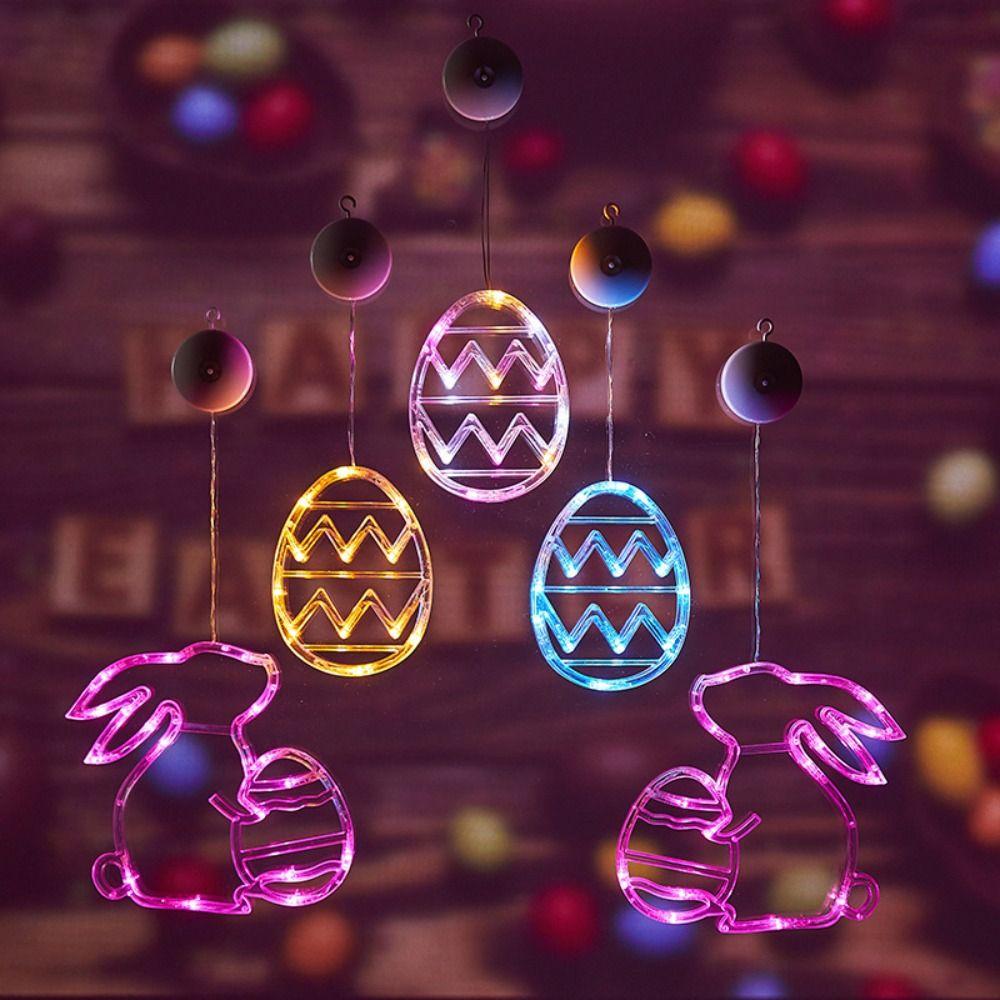 Multicolor Egg Suction Cup Light Plastic Atmosphere Light New Easter Window Lights  Party