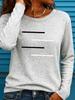 Women's Long Sleeves T-Shirts Casual Loose Black and White Lines Pattern Round Neck Short Sleeved T-Shirt Fall Female Clothing