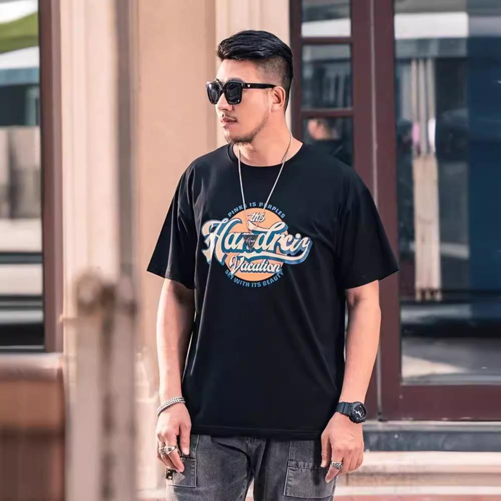 Cotton summer new large size men's short-sleeved t-shirt men's loose trend versatile tops body shirts for men