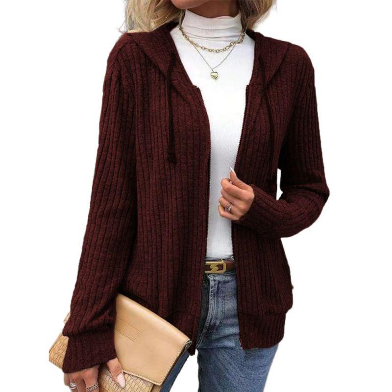 Women s Zipper Cardigan Long-Sleeve Hooded Jacket XL 1890₽