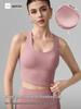 Women's Wide-Strap Cross-Over Sports Bra with Side Support, Shock Absorption, Fixed Cups, Hollow Back, Yoga Vest