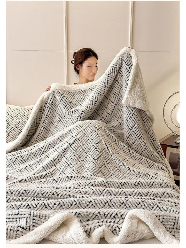 G5Z Warme Winter-Doppelseitige Fleecedecke mit Verdicktem Milchvelours und Lammwolle