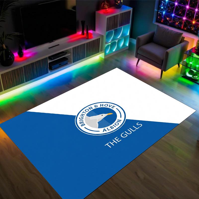 Brighton & Hove Albion Football Design Crystal Velvet Carpet Cozy Non?Slip Printed Rug For Bedroom Living Room Entrance